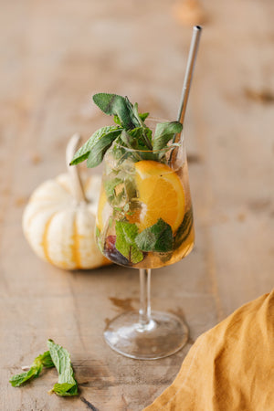 Close up of Non-Alcoholic Espresso Martini made with Kvas Old Fashioned Simple Syrup